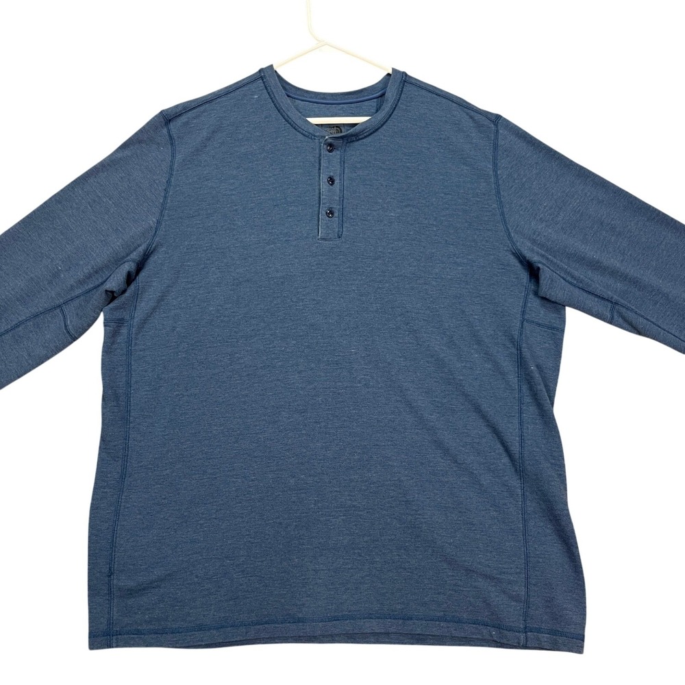 The North Face Mens 2XL Long Sleeve Henley Shirt Blue XXL Casual Outdoor Comfort